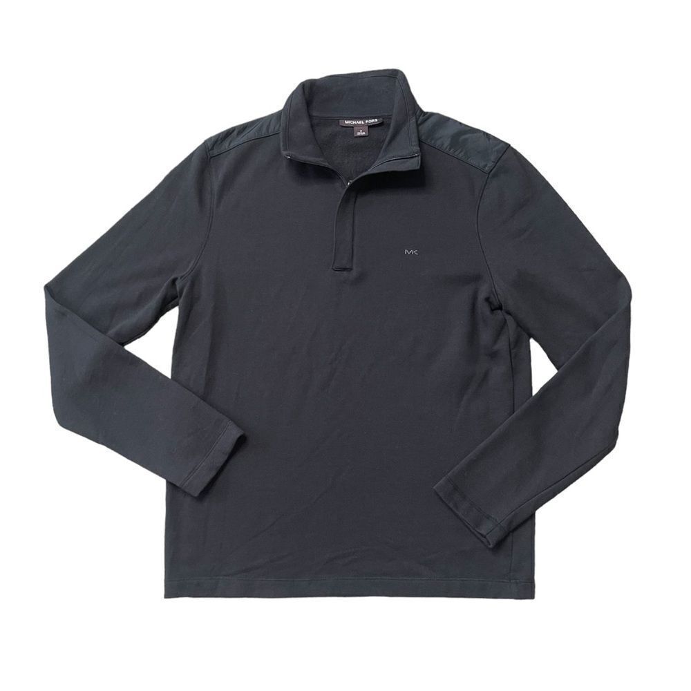 Michael Kors Quarter Zip Pullover Small Black Nylon Epaulettes Embroidered Logo